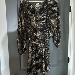 Parker Black and Brown Long Sleeve Dress